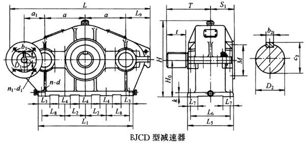 BJCD型三環減速機外形及安裝尺寸