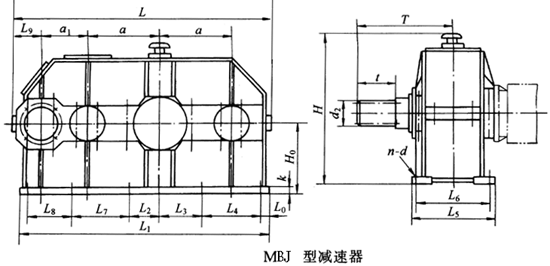 MBJ350、MBJ400、MBJ500、MBJ550、MBJ600型三環減速機外形及安裝尺寸
