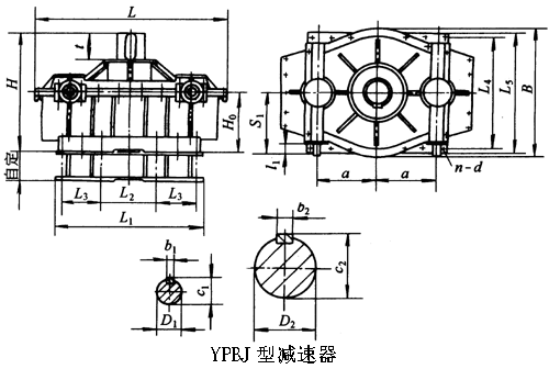YPBJ215……型三環減速機外形及安裝尺寸