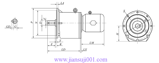 YCJ355F齒輪減速電機外型及安裝尺寸(JB/T6447-92)