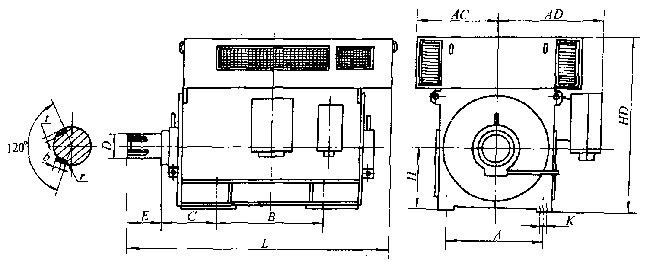 YQF、YRQF系列高壓三相異步電動機外形及安裝尺寸